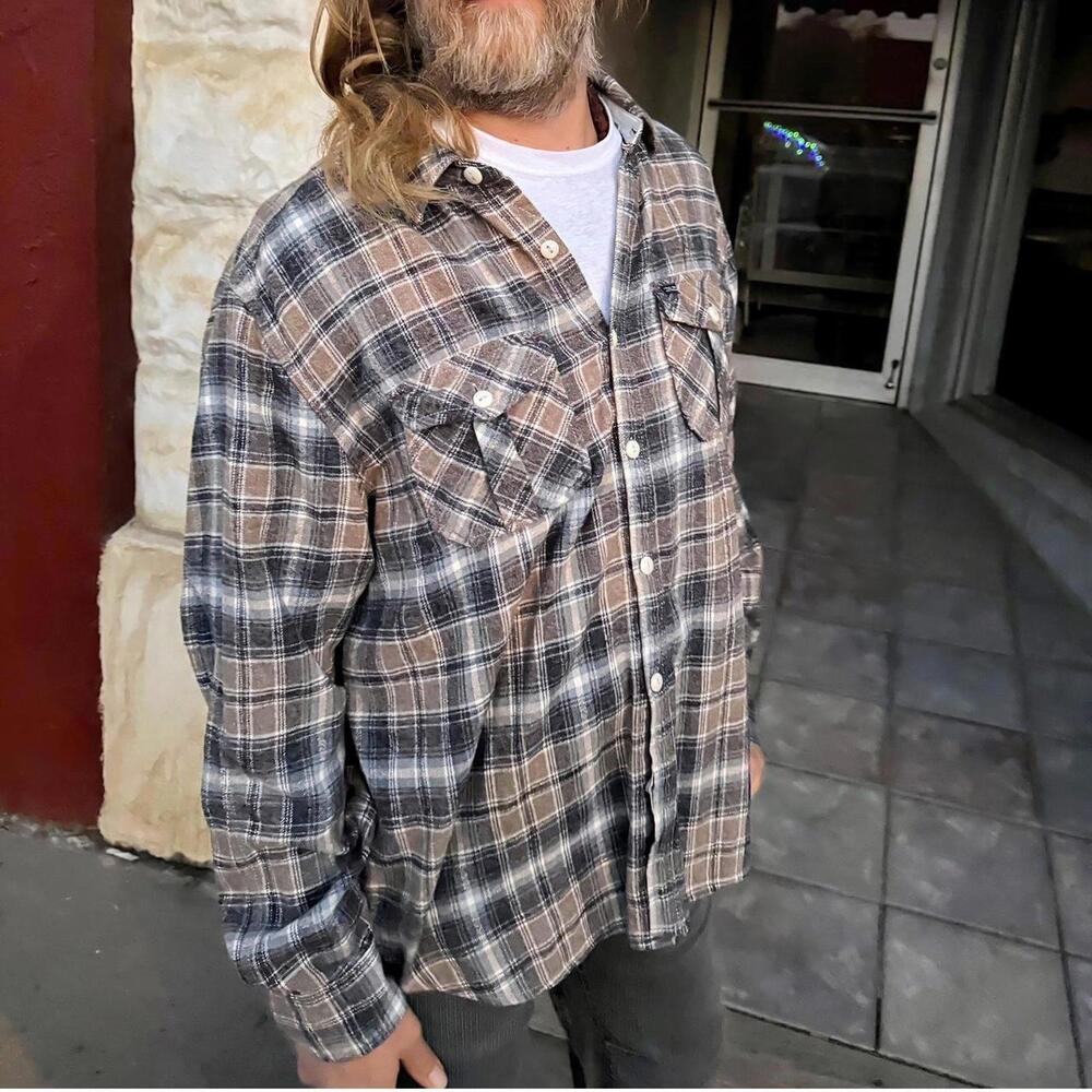 True Grit Plaid Flannel Shirt Men’s Medium Heavyweight Workwear - Picture 7 of 8